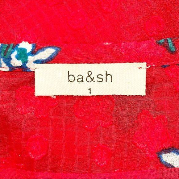 ba&sh Floral Lace Blouse Top Women's Size 1 Red Blue Pullover Y2k - Picture 3 of 4